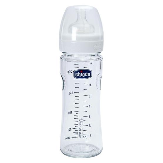 GLASS FEEDING BOTTLE 0M WHITE 240ML ... CHICCO