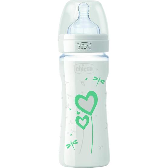 GLASS FEEDING BOTTLE 0M GREEN 240ML ... CHICCO