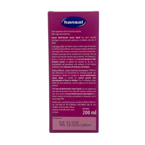 MULTIVITAMIN SYRUP 200ML ... HANSAL